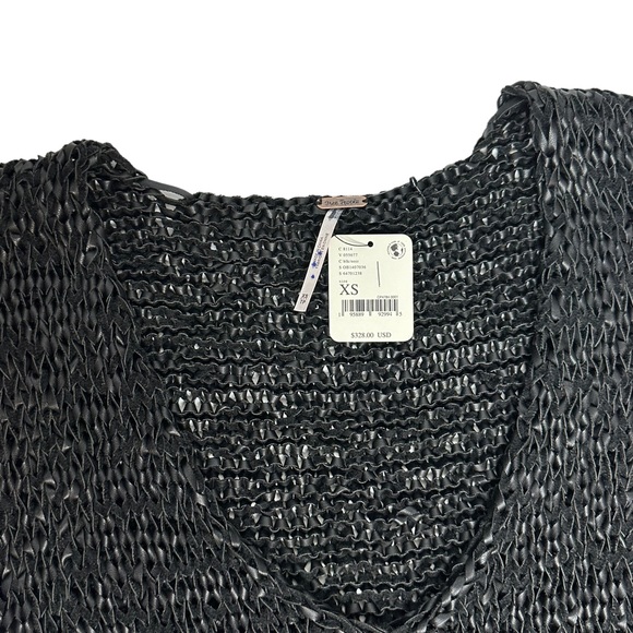 NWT Free People Billie Vegan Leather Crochet Tunic/Mini Dress black xs - Picture 8 of 15